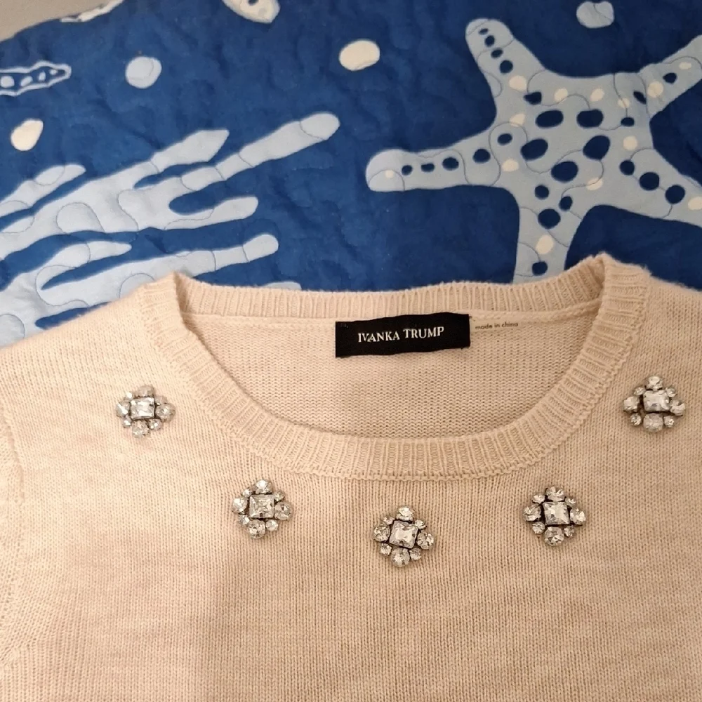 Ivanka Trump Light Rose Sweater with Embellishments